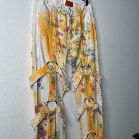 Who Decides War by Ev Bravado Multi Dyed Bondage Jeans Size 30 - Picture 4 of 14